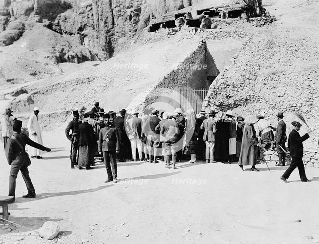 Crowd outside Tutankhamun's tomb, Valley of the Kings, Egypt, 1922. Creator: Harry Burton.