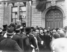 Crowd outside Buxton Town Hall, Derbyshire, c1900s(?). Creator: Unknown