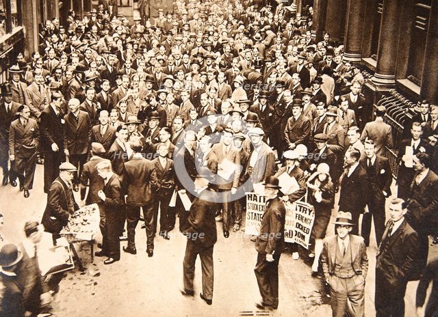 Crowd outside London Stock Exchange after fall of the Hatry Group, 1929. Artist: Unknown