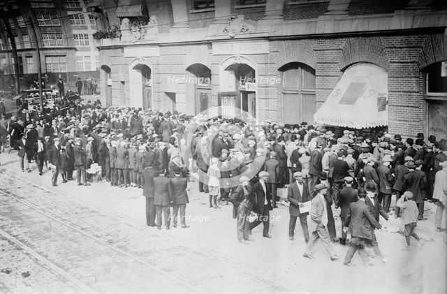 Crowd outside Shibe Park - 9 am. World's Series Phila., 1911. Creator: Bain News Service.