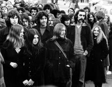 Crowd waiting for a pop concert at Round House, Chalk Farm, Camden, London, 1971. Artist: Henry Grant