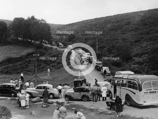 Crowded road at Dartmeet, Devon, c1951. Artist: Unknown
