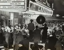 Crowds outside the Lafayette Theatre in Harlem at the opening of "Macbeth", 1936. Creator: Federal Theatre Project