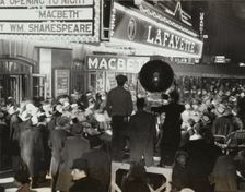 Crowds outside the Lafayette Theatre in Harlem at the opening of "Macbeth", 1936. Creator: Federal Theatre Project