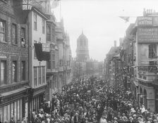 Crowds outside the Town Hall celebrating the coronation of King Edward VII, St Aldate's, Oxford,1902 Creator: Henry Taunt