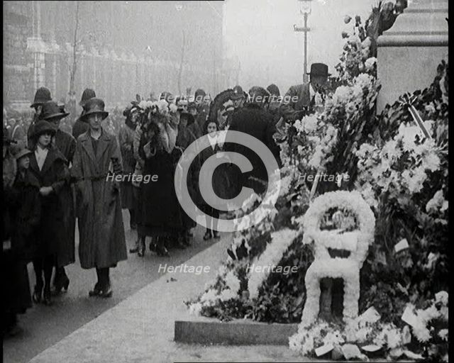 Crowds of People Filing Past the Cenotaph, 1920s. Creator: British Pathe Ltd.