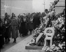Crowds of People Filing Past the Cenotaph, 1920s. Creator: British Pathe Ltd