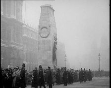 Crowds of People Filing Past the Cenotaph, 1920s. Creator: British Pathe Ltd
