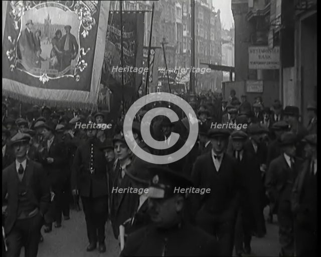 Crowds of People Marching as Part of Labour May Day Procession Ending in a Rally in Hyde..., 1926. Creator: British Pathe Ltd.