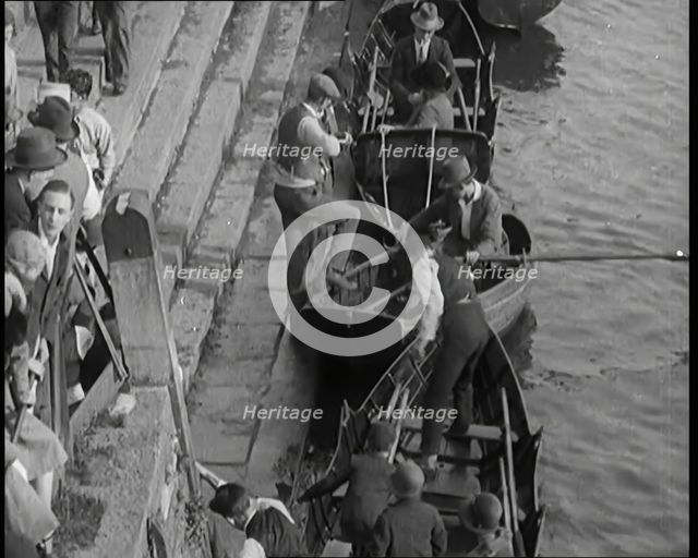 Crowds of People Rowing on the River Thames at Richmond, 1926. Creator: British Pathe Ltd.