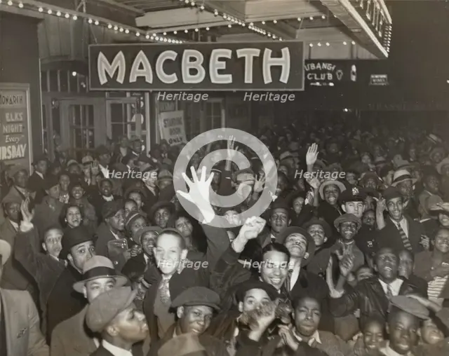 Crowds at the Lafayette Theatre in Harlem at the opening of "Macbeth", 1936. Creator: Unknown.