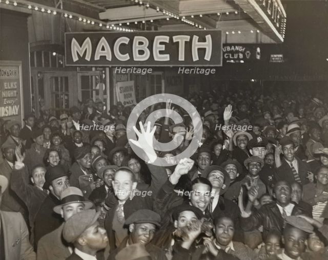 Crowds at the Lafayette Theatre in Harlem at the opening of "Macbeth", 1936. Creator: Unknown.