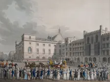 Crowds cheering Queen Victoria at Carlton House, London, (c1842?). Creator: Unknown