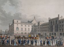 Crowds cheering Queen Victoria at Carlton House, London, (c1842?). Creator: Unknown
