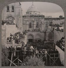 Crowds filling every niche of the Holy Sepulchure Church c1900