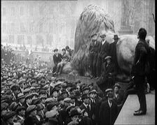Crowds Gathering in Trafalgar Square, London, During a Demonstration About Unemployment, 1922. Creator: British Pathe Ltd