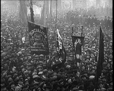 Crowds Gathering in Trafalgar Square, London, During a Demonstration About Unemployment, 1922. Creator: British Pathe Ltd