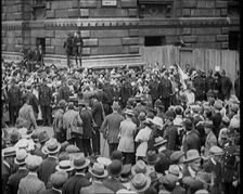 Crowds Gathering Outside Downing Street, London, 1921. Creator: British Pathe Ltd