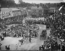Crowds in Market Place watching the visit of Edward, Prince of Wales, Wantage, Oxfordshire, 1898. Creator: Henry Taunt