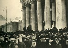Crowds in front of the Duma, Petrograd, Russia, 1917, (c1920). Creator: Unknown