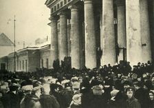 Crowds in front of the Duma, Petrograd, Russia, 1917, (c1920). Creator: Unknown