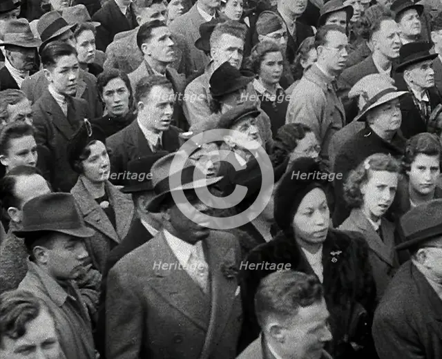 Crowds Listening to Speeches in Trafalgar Square, 1942. Creator: British Pathe Ltd.