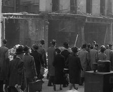 Crowds Looking at Bombed Out Buildings, 1940. Creator: British Pathe Ltd
