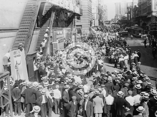 Crowds waiting for Johnson in N.Y., between c1910 and c1915. Creator: Bain News Service.