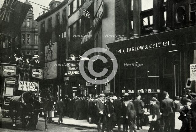 Crowds waiting to hear about the 'People's Budget' 1909, (1947).  Creator: Unknown.