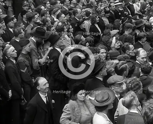 Crowds Watching Charles de Gaulle Inspecting Soldiers, 1941. Creator: British Pathe Ltd.
