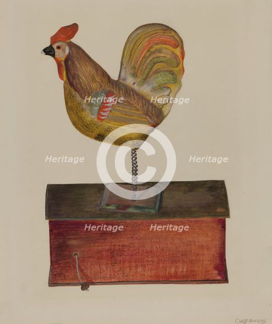 Crowing Cock, c. 1937. Creator: Chris Makrenos.