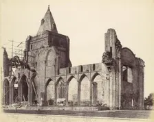 Crowland Abbey, the West Front Under Repair, 1860. Creator: Alfred Capel-Cure