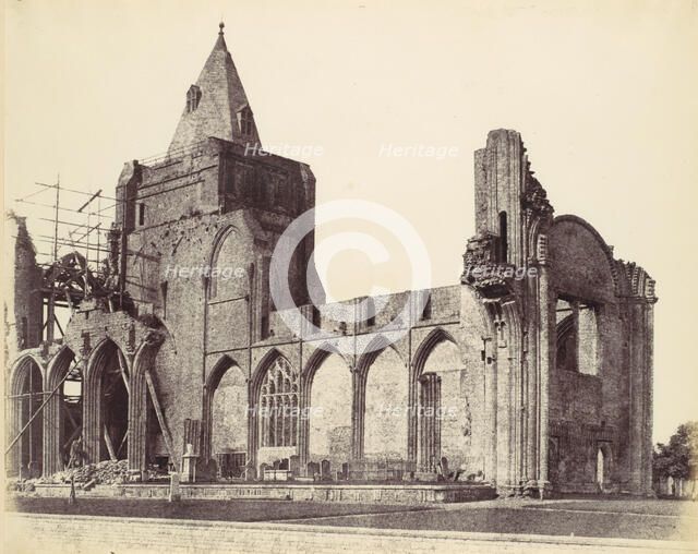 Crowland Abbey, the West Front Under Repair, 1860. Creator: Alfred Capel-Cure.