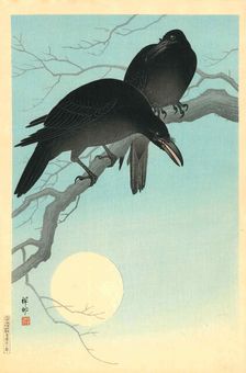 Crows in the moonlight, 1927. Creator: Ohara, Koson (1877-1945)