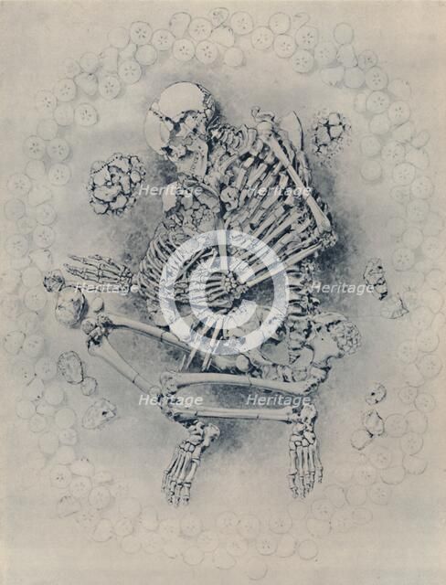 'Crouched Burial in Round Tumulus on Dunstable Downs', 1887, (1946). Artist: Worthington G Smith.