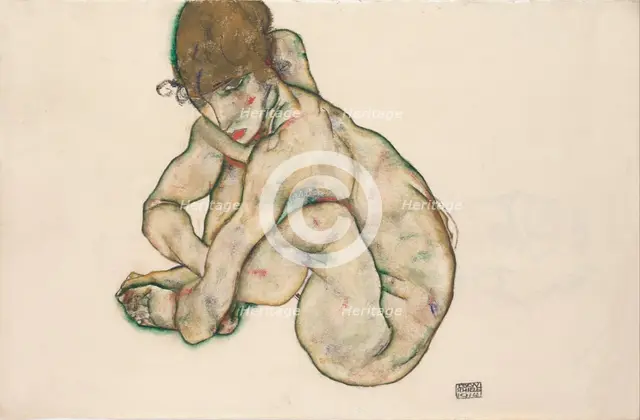 Crouching Nude Girl, 1914. Artist: Schiele, Egon (1890–1918)