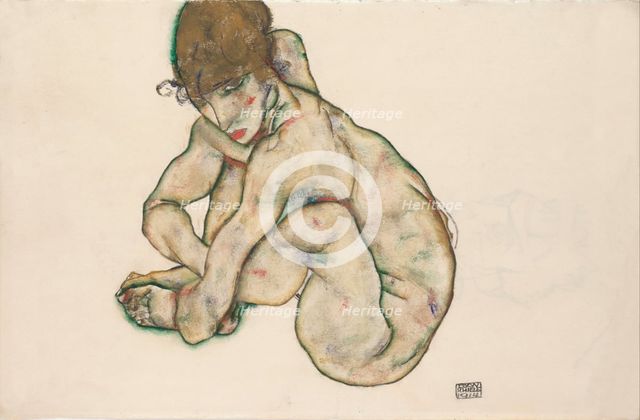 Crouching Nude Girl, 1914. Artist: Schiele, Egon (1890–1918)
