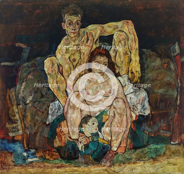 Crouching Couple (The Family), 1918. Creator: Egon Schiele.