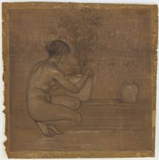 Crouching Figure. Study for The White Symphony: Three Girls, 1869-1870. Creator: James Abbott McNeill Whistler