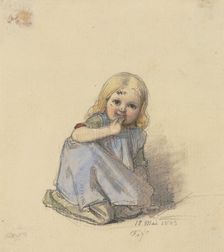 Crouching girl en face, 1843. Creator: Jakob Dielmann
