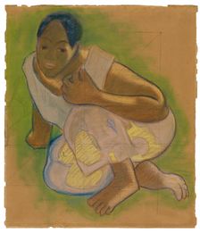 Crouching Tahitian Woman (related to the painting Nafea faa ipoipo [When Will You Marry?]), 1891/93. Creator: Paul Gauguin