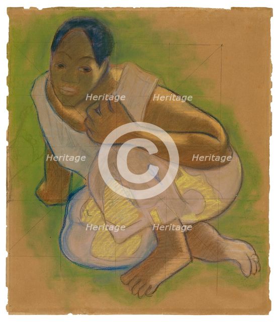 Crouching Tahitian Woman (related to the painting Nafea faa ipoipo [When Will You Marry?]), 1891/93. Creator: Paul Gauguin.