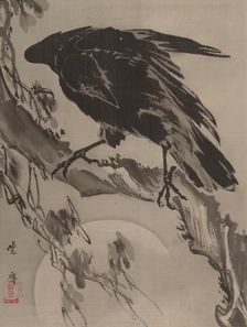 Crow and the Moon, ca. 1887. Creator: Kawanabe Kyosai
