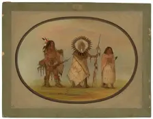 Crow Chief, His Wife, and a Warrior, 1861/1869. Creator: George Catlin