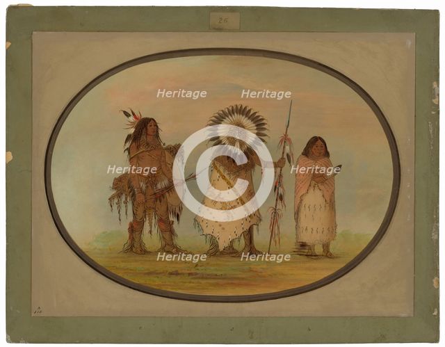 Crow Chief, His Wife, and a Warrior, 1861/1869. Creator: George Catlin.