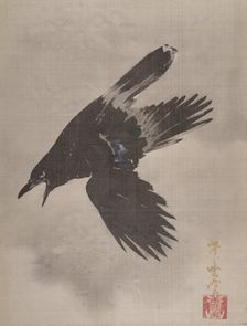 Crow Flying in the Snow, ca. 1887. Creator: Kawanabe Kyosai