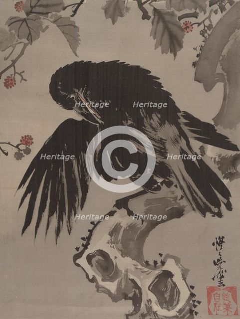 Crow on a Branch, ca. 1887. Creator: Kawanabe Kyosai.