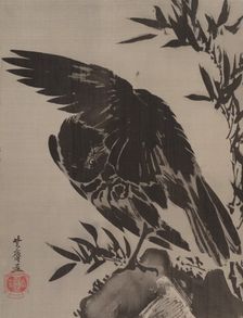Crow on a Rock, ca. 1887. Creator: Kawanabe Kyosai