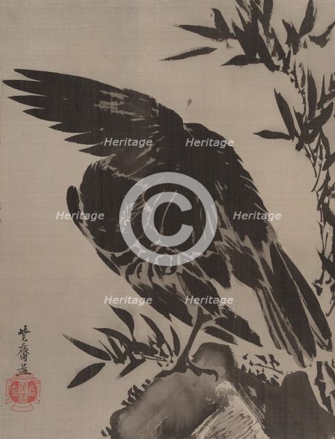 Crow on a Rock, ca. 1887. Creator: Kawanabe Kyosai.