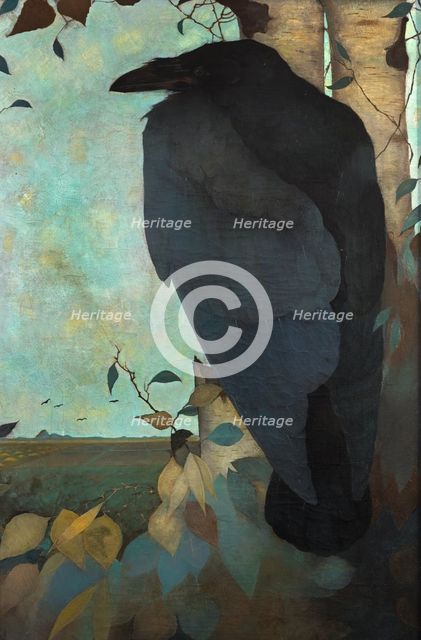 Crow on Birch Tree, 1913. Creator: Mankes, Jan (1889-1920).